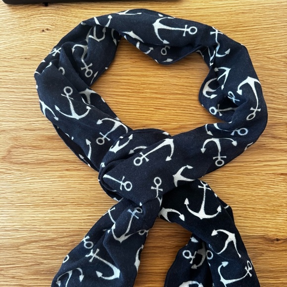 Matinique Navy Blue Anchor Print Scarf - Nautical Style Accessory - Picture 4 of 9